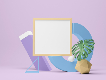 3d illustration. Frame Mockup with abstract colored forms.の写真素材