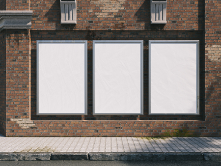 3d illustration. Outdoor Frame Mockup on city streetの写真素材