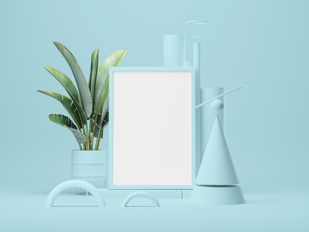 3d illustration. Frame Mockup with abstract colored forms.の写真素材