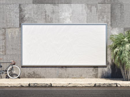 3d illustration. Outdoor Frame Mockup on city streetの写真素材