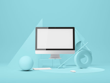 3d illustration. Device screen Mockup with colored  forms.