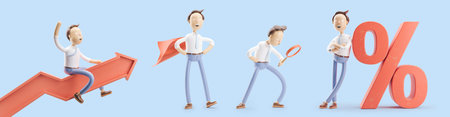 Businessman Jimmy is a leader. Set of 3d illustration.