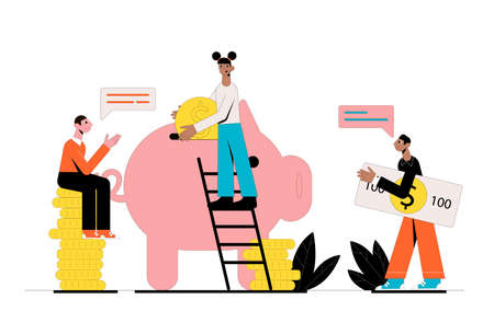Saving or accumulating money. Business concept. Vector illustration.のイラスト素材