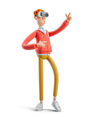 VR concept. Nerd Larry in virtual reality glasses. 3d illustration.の写真素材