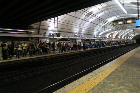 Rome Italy 17 June 2016. Passengers waiting metro at Termini station.のeditorial素材