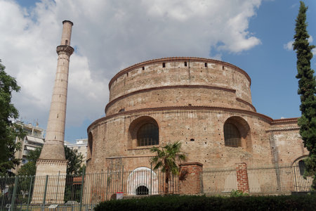 Thessaloniki, Greece - September 04 2016: The Rotunda of Emperor Galerius. Known as the Greek Orthodox Church of Agios Georgios, it can be found close to The Arch of Roman Emeperor Galerius.のeditorial素材