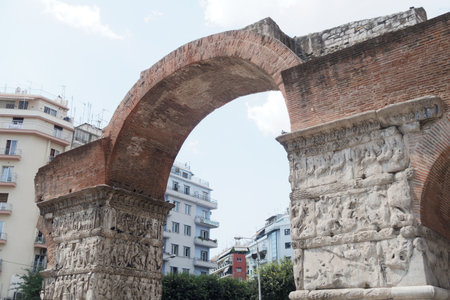 Thessaloniki, Greece - September 04 2016: The Arch of Galerius Emperor view. Only three of the eight pillars and parts of the arches survive today.のeditorial素材