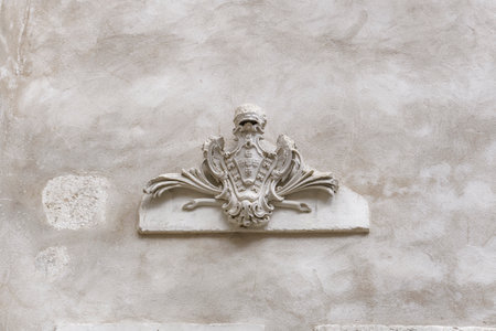 Lisbon, Portugal Carmo Convent artifacts. Main nave walls adorned with sculptured details at The Convent of Our Lady of Mount Carmel, Convento da Ordem do Carmo.のeditorial素材