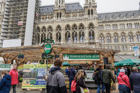 Vienna, Austria Steiermarkdorf Styrian Spring Festival at Rathausplatz. Steiermark-FrÃ¼hling annual meeting where Austrian tourism regions & street vendors exhibit their food, wine & tourism offers.のeditorial素材