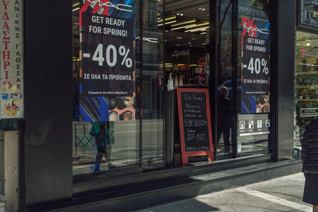 Thessaloniki, Greece - April 12 2021: Click and Collect open store entrance without customers....