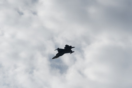 Thessaloniki, Greece - October 28 2022: F-16C Block 52 plus fighter demonstrating flight air show. HAF Hellenic Air Force Jet of team Zeus during the 28 October National Oxi Day paのeditorial素材