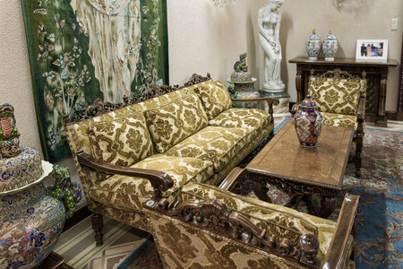 Bucharest, Romania - November 02 2023: The House of Ceausescu - known as the Spring Palace - interior rooms details, part of the decoration of the mansion of Nicolae and Elena Ceausescu.のeditorial素材