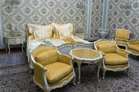 Bucharest, Romania - November 02 2023: The House of Ceausescu - known as the Spring Palace - interior rooms details, part of the decoration of the mansion of Nicolae and Elena Ceausescu.のeditorial素材