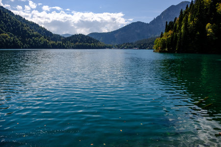 Ritsa lake landscape on a sunny day.