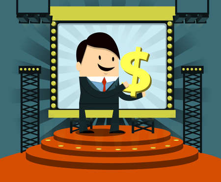 stage and background with light bulb show/businessmanのイラスト素材