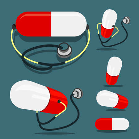 Pill and Stethoscopeのイラスト素材