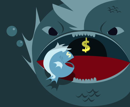 Big fish eats little fish (business concept)