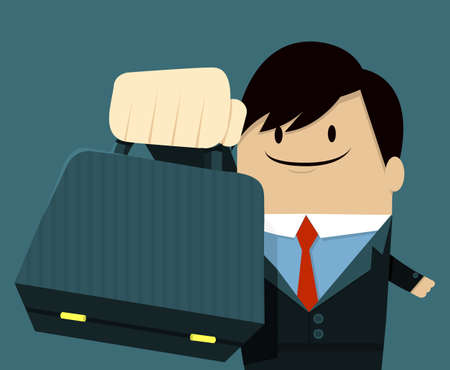 Businessman face smile and Showing Bagのイラスト素材