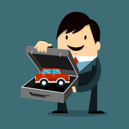 Businessman Holding bag and model Carのイラスト素材