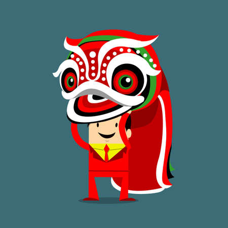chinese lion danceのイラスト素材