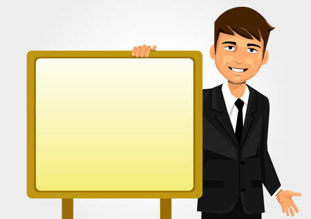 Businessman holding white boardのイラスト素材