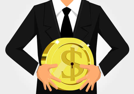 Man Showing Savings And Finance symbolのイラスト素材