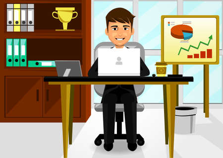 Young Businessman In The Officeのイラスト素材