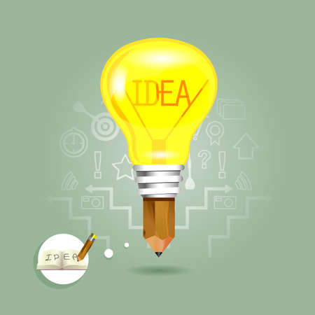 Drawing idea pencil and light bulbのイラスト素材