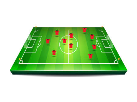 Soccer or football field with players and team tacticsのイラスト素材