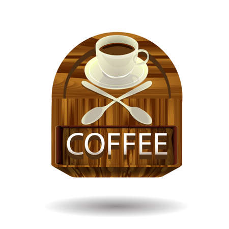 Coffee label on on wood textureのイラスト素材