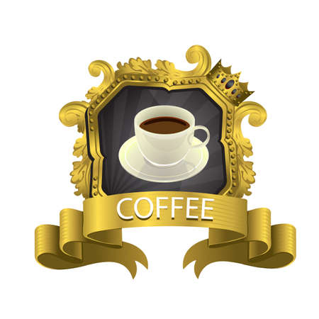 Gold color label coffee with isolated backgroundのイラスト素材
