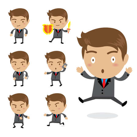 Set of businessman characters poses , vectorのイラスト素材