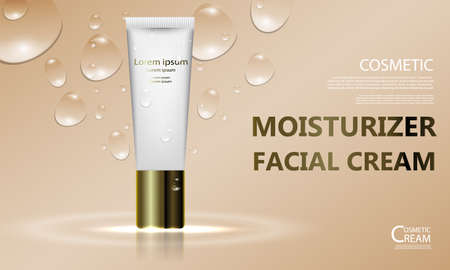 Luxury cosmetic Bottle package skin care cream, Beauty cosmetic product poster, with Water drop backgroundのイラスト素材