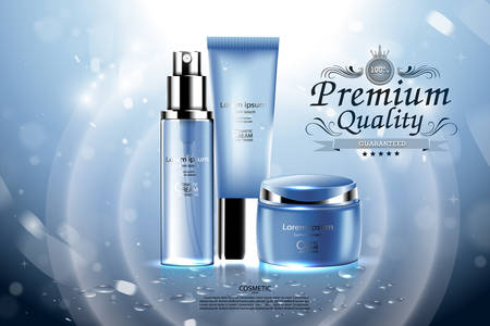 Luxury cosmetic Bottle package skin care cream, Beauty cosmetic product poster, with Bokeh backgroundのイラスト素材