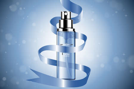 Luxury cosmetic Bottle package skin care cream, Beauty cosmetic product poster, with Bokeh backgroundのイラスト素材