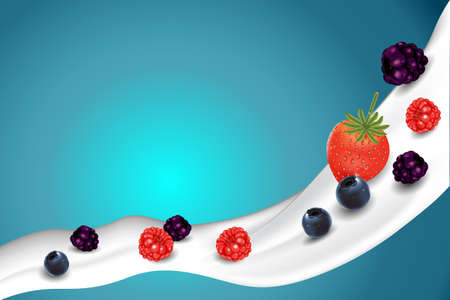 Mix berry with milk splashのイラスト素材