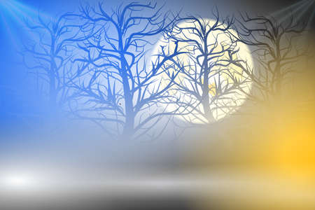 Woods in darkness Halloween design template.のイラスト素材