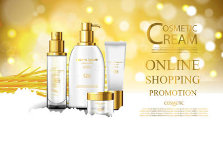 Luxury cosmetic Bottle package skin care cream, Beauty cosmetic product poster, with Bokeh backgroundのイラスト素材