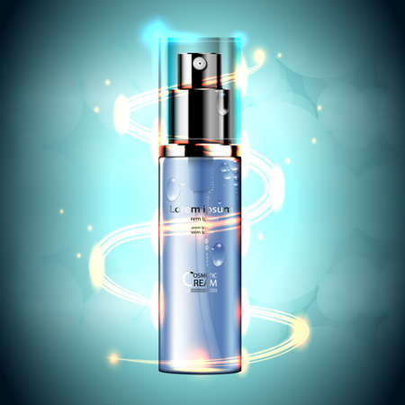 Luxury cosmetic bottle package skin care cream in bokeh backgroundのイラスト素材