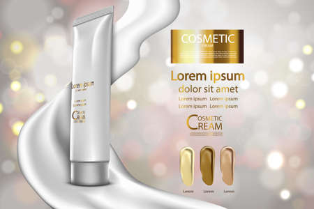 Luxury cosmetic bottle package skin care cream in bokeh and water backgroundのイラスト素材