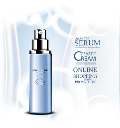 Luxury cosmetic Bottle package skin care cream, Beauty cosmetic product poster, with Bokeh and smoke background.のイラスト素材