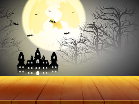 Pumpkin and smoke with castle background ,Concept halloween, trick or treatのイラスト素材