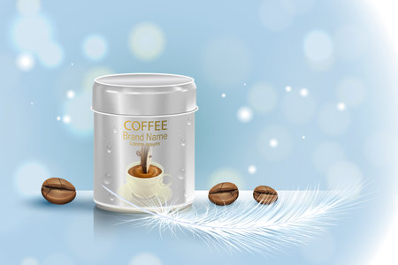 Beverage in can with blue background, Package and drink product posterのイラスト素材