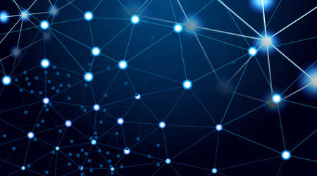 Abstract technology with polygon shapes on dark blue background, Digital technology concept, Illustration Vectorのイラスト素材