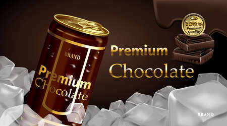 Chocolate drink tin can with chocolate and  dark brown colorのイラスト素材