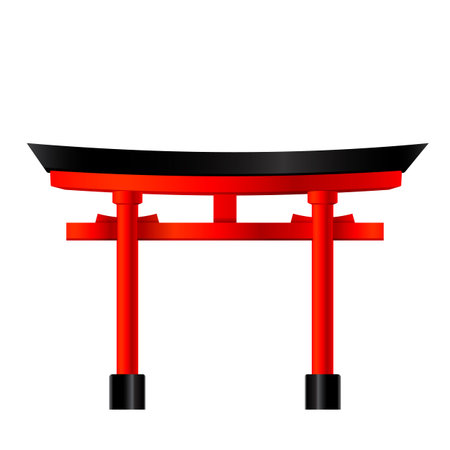 Temple gate in japan, vector Illustration, Japanese famous place and landmark, travel conceptのイラスト素材