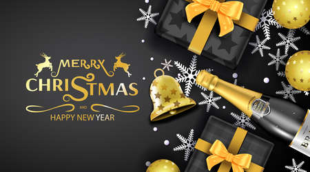 Merry christmas greeting card and party invitations luxury background, Vector illustration element for happy new year flyer brochure designのイラスト素材