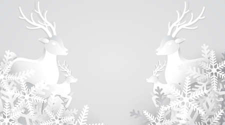 Merry Christmas and Happy New Year, Paper art design, Advertising with winter composition in paper cut style background, Vector illustration, holiday partyのイラスト素材