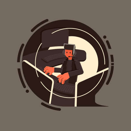 Call center, Customer support department staff, Telemarketing, vector illustrationのイラスト素材