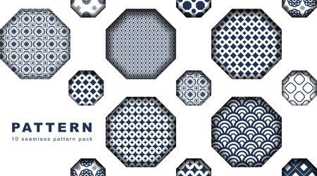 Abstract Seamless pattern template. Collection of Wrapping paper and gift bags. Vector illustration Background.のイラスト素材